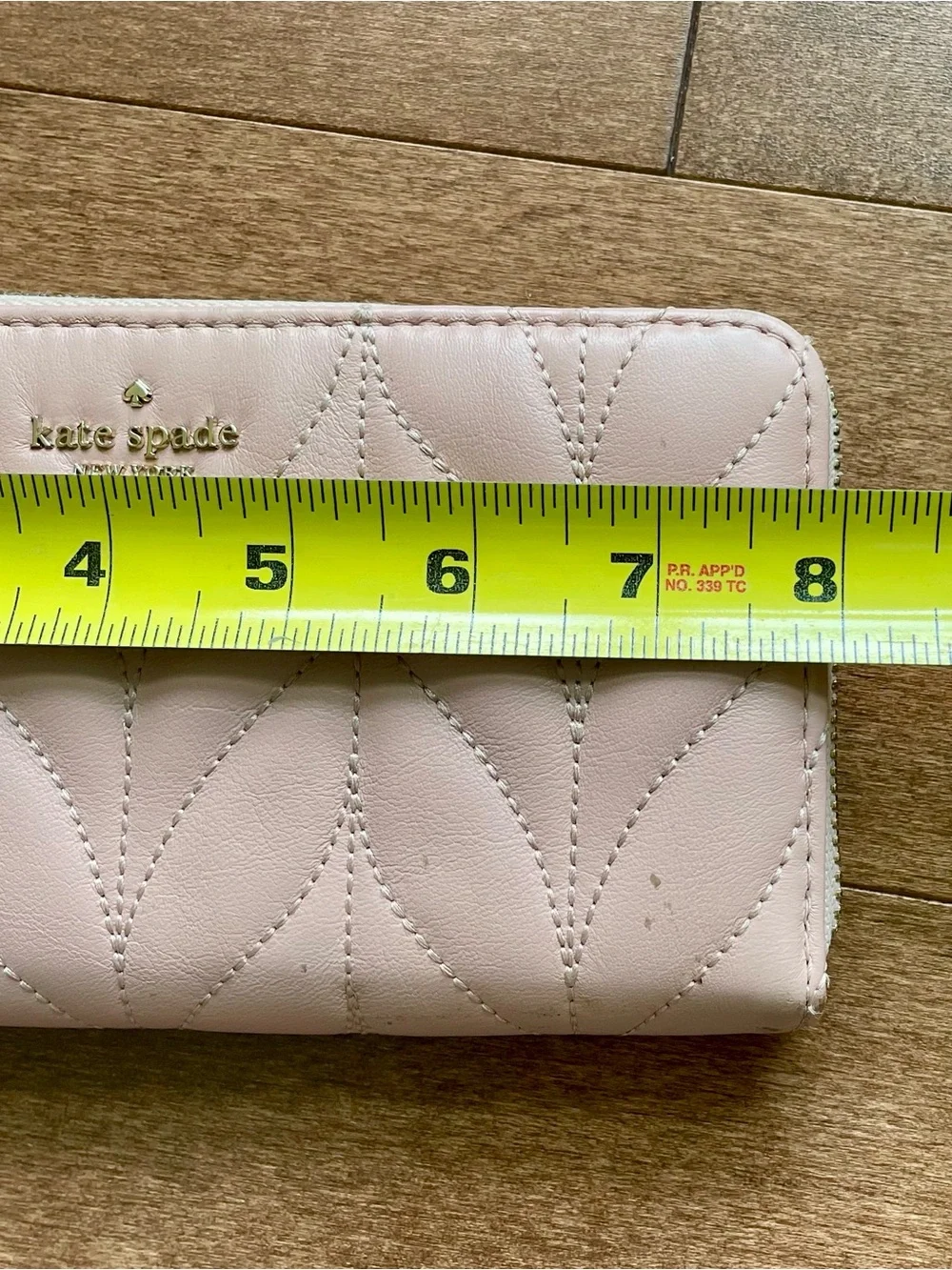 kate spade Blush Quilted Leather Zip Wallet with Gold Hardware